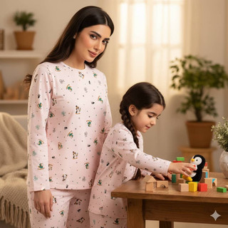 ست بلوز و شلوار کارتنی کودک سایزبندی از ۴سال الی ۱۴سال